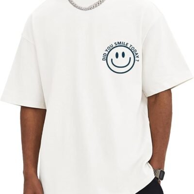 Heavyweight Cotton Graphic Oversized T-Shirt Smile Face