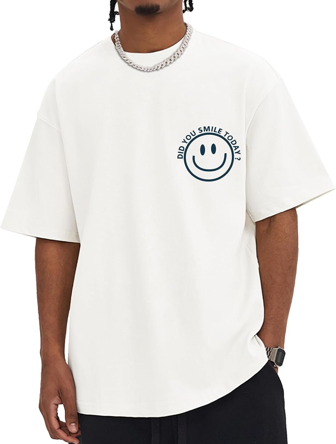 Heavyweight Cotton Graphic Oversized T-Shirt Smile Face