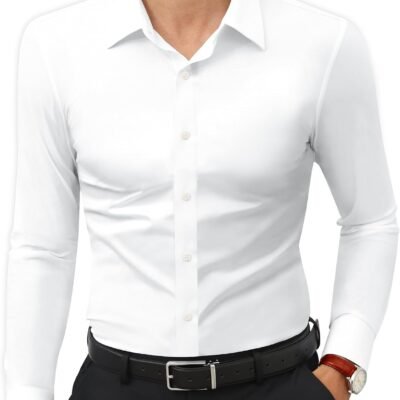 Stretch Muscle Fit Wrinkle Free Dress Shirt