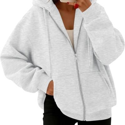 Womens Zip Up Hoodies  Oversized Sweatshirt