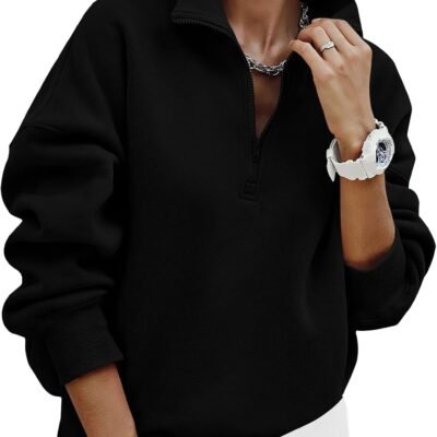 Womens Half Zip Oversized Sweatshirts Fleece Hoodies Trendy Long Sleeve Pullover Tops Y2k Fall Outfits