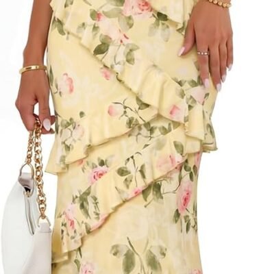 Summer Floral Wedding Guest Maxi Dress Women Vacation Formal Bodycon Spaghetti Strap Cocktail Party Long Dress
