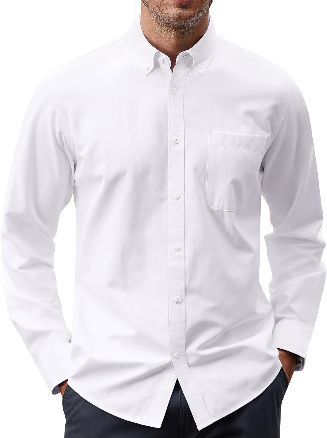 Oxford Button Down Collar Dress Shirt with Pocket