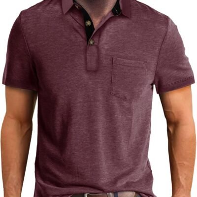 Classic Button Short Sleeve Solid Cotton Polo Shirt