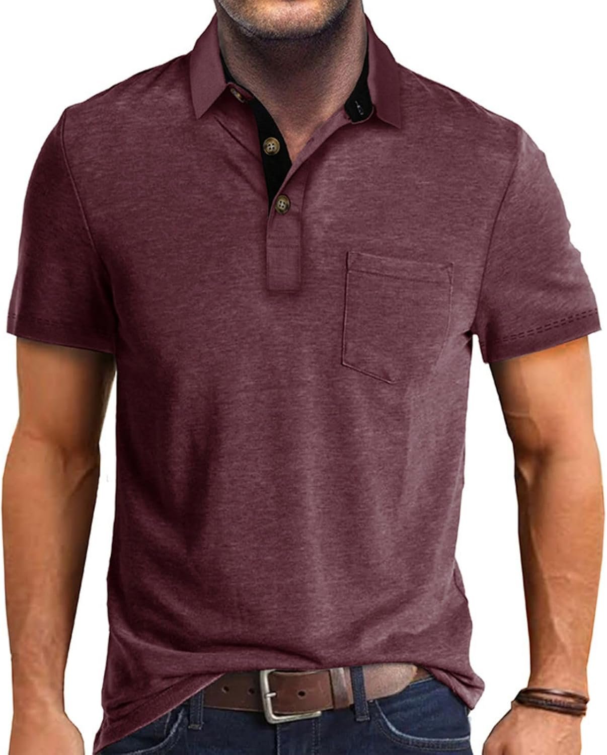 Classic Button Short Sleeve Solid Cotton Polo Shirt