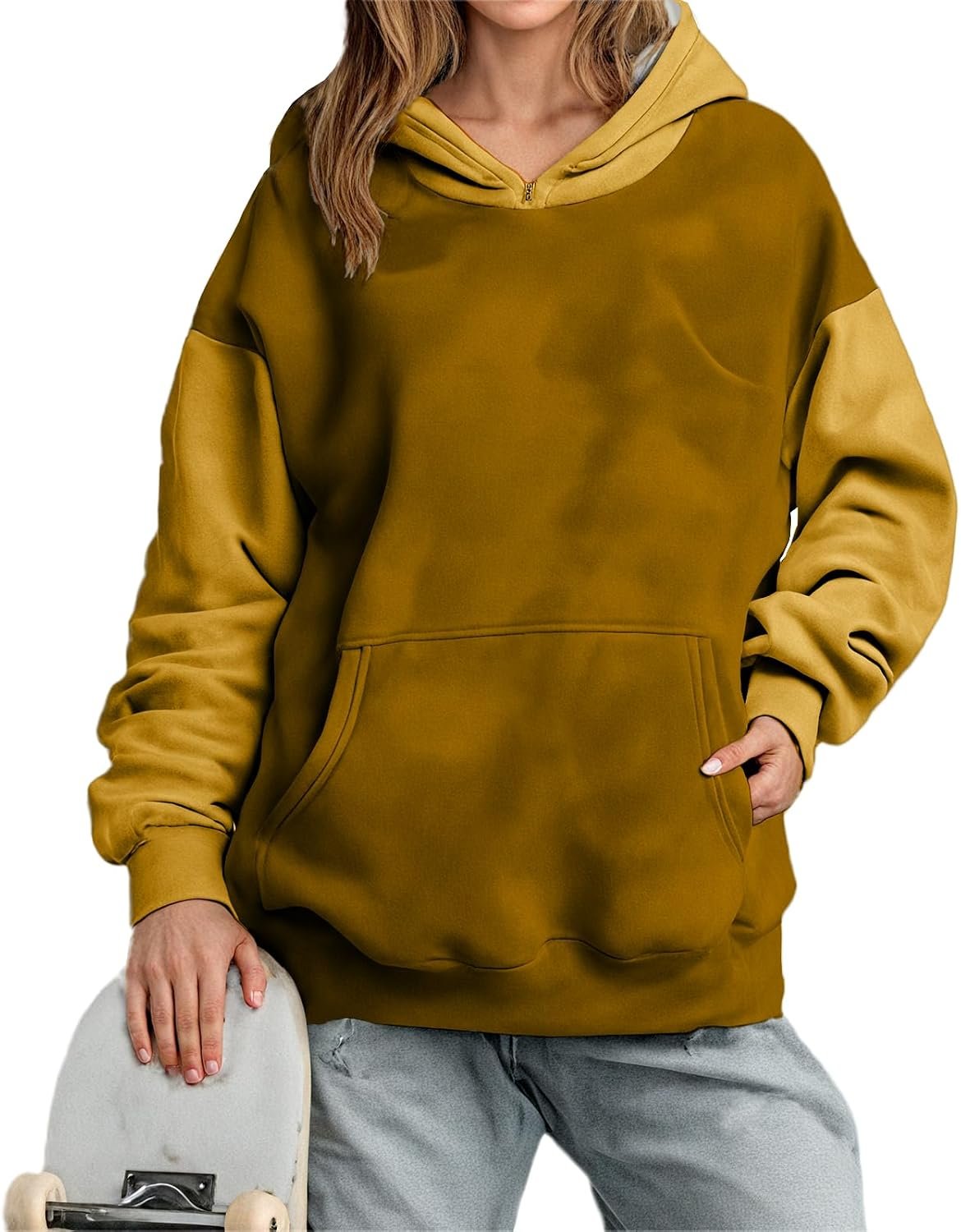 Womens Hooded Sweatshirt Oversized Sweatshirts Pullover With Pocket Long Sleeve Comfy Fashion Outfits