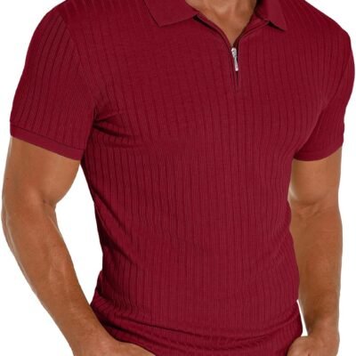 Slim Fit Short/Long Sleeve Zipper Polo Shirt
