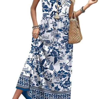 Summer Dresses for Women Maxi Dresses Long Flowy A Line Sleeveless Sundresses with Pockets