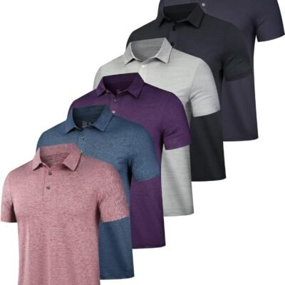 6-Pack Performance Short Sleeve Polo Shirt Moisture Wicking
