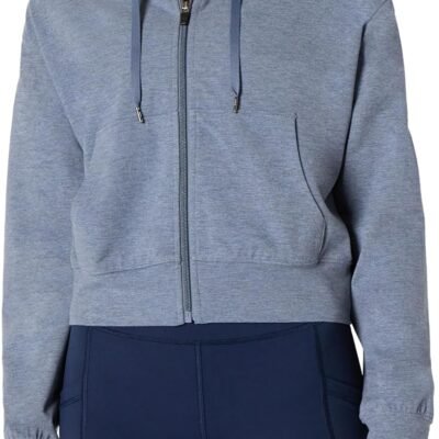 Womens Athletic Soft Performance Lightweight Cropped Zip Up Workout Hoodie