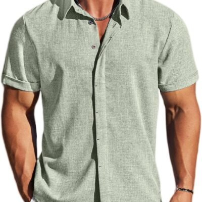 Linen Short Sleeve Button Down Casual Shirt